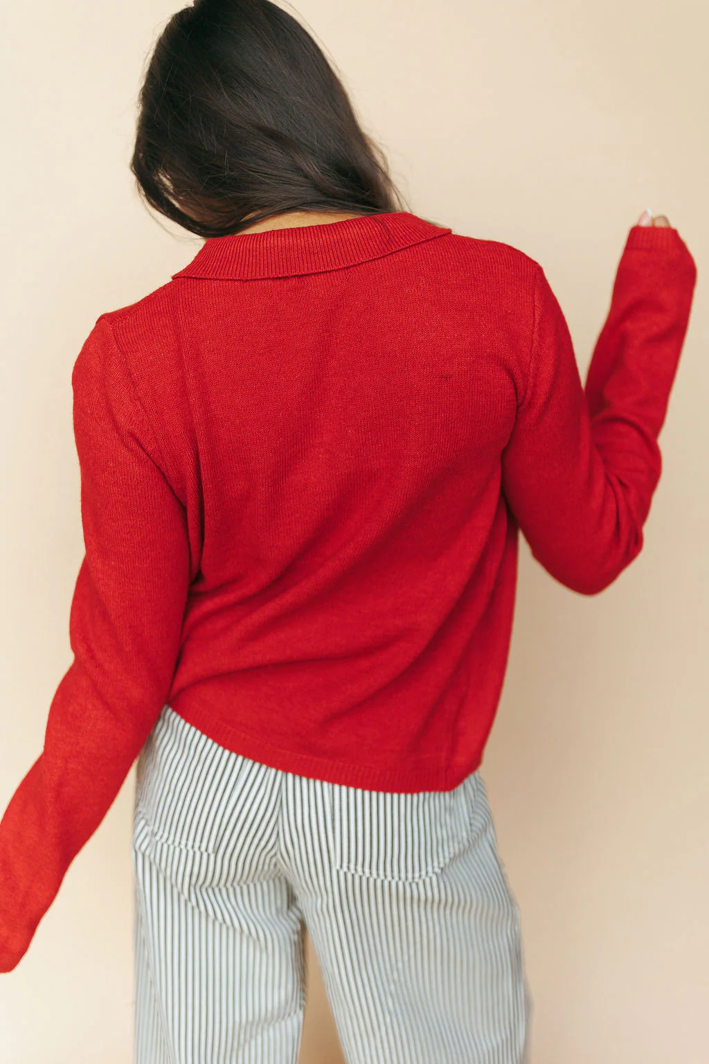 Kat Bow Tie Open Cardigan in Red - Image 4