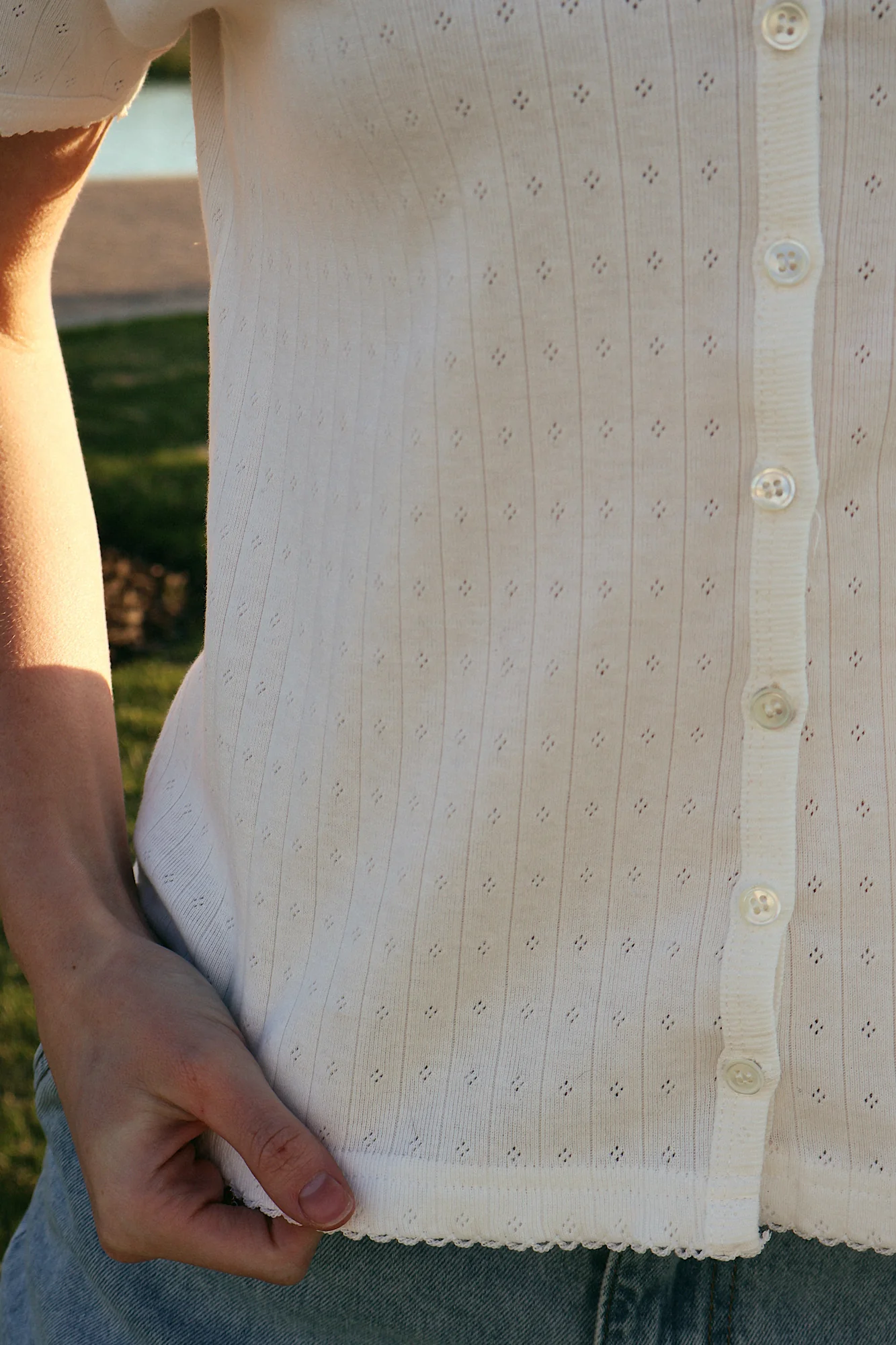 Leslie Pointelle V-Neck Tee - Image 13