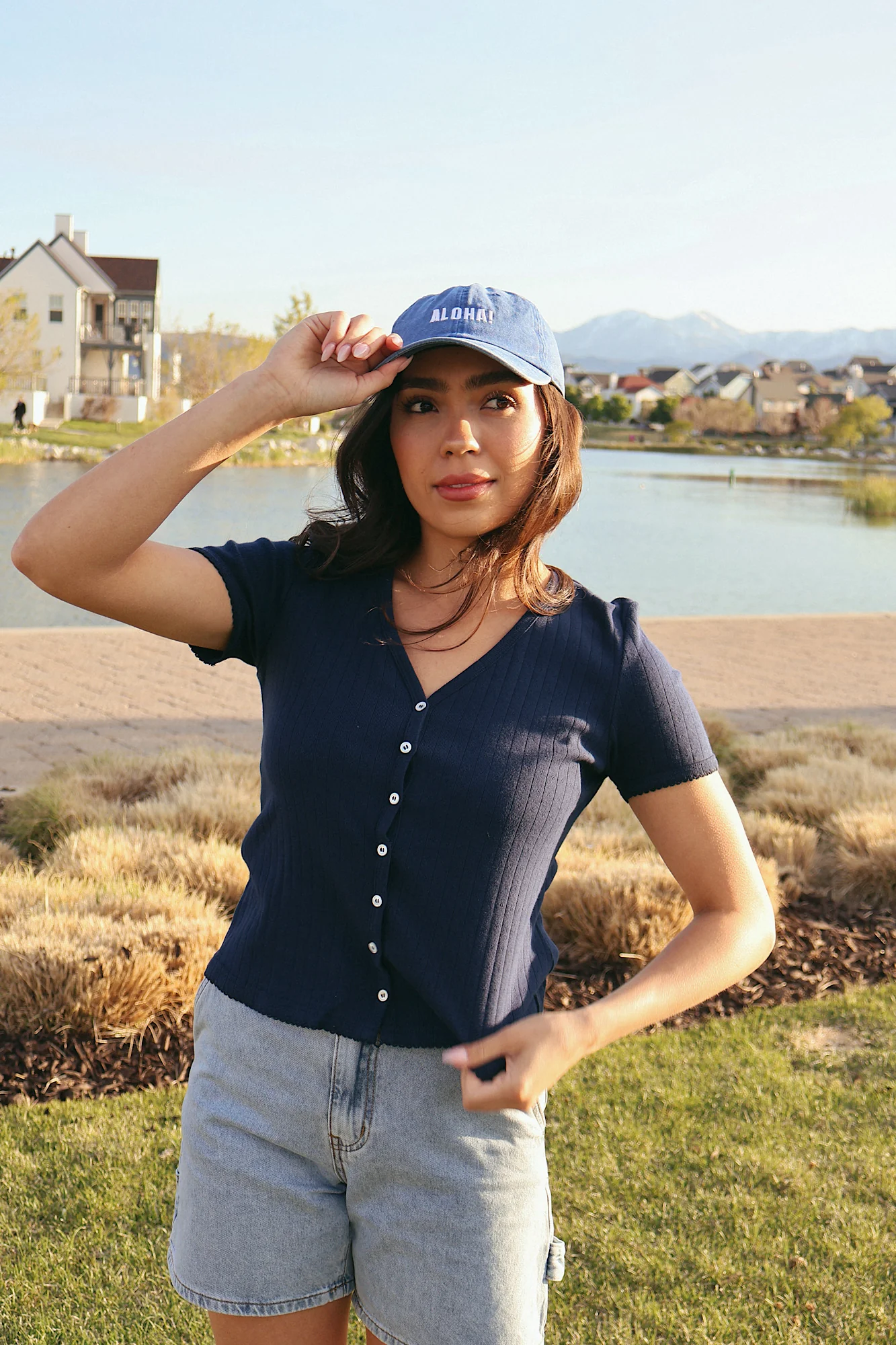 Leslie Pointelle V-Neck Tee - Image 14