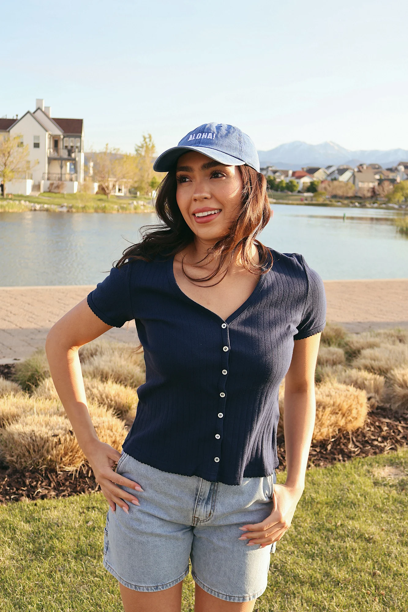 Leslie Pointelle V-Neck Tee - Image 15