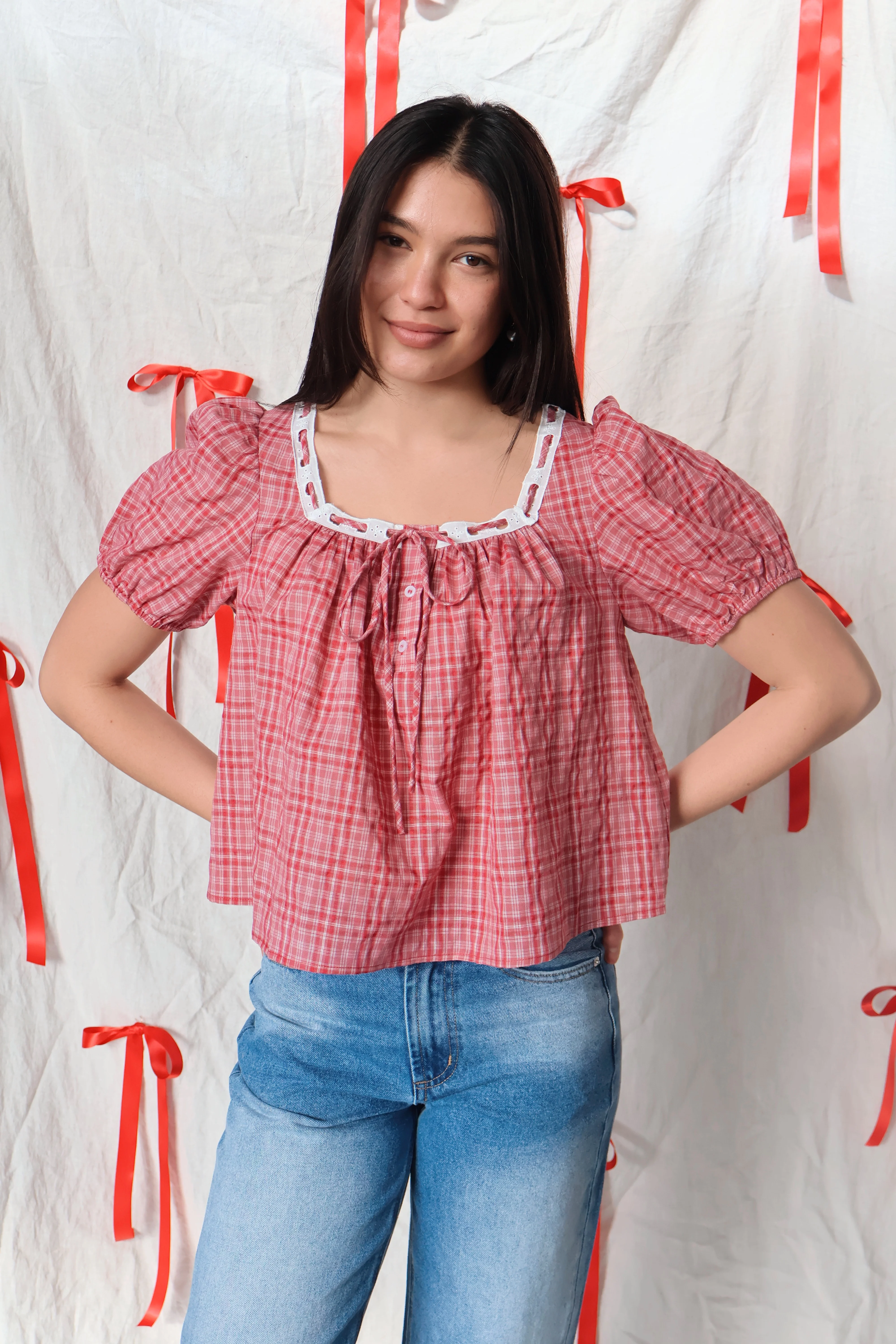 Lila Plaid Blouse - Image 3