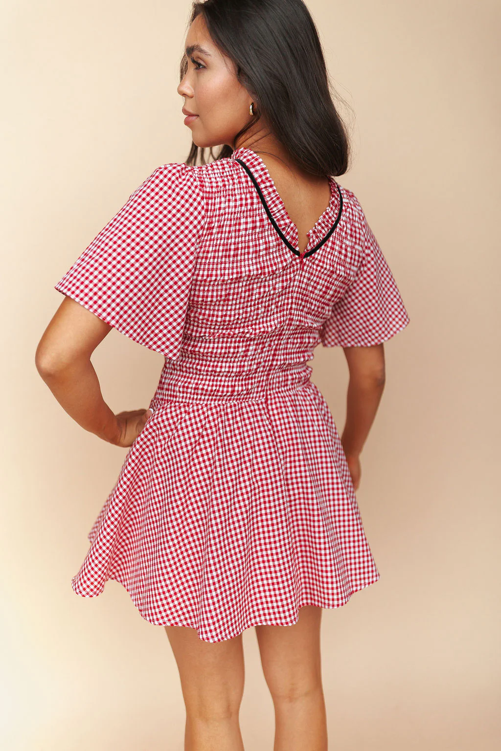FINAL SALE - Little Red Gingham Dress in Red - Image 5