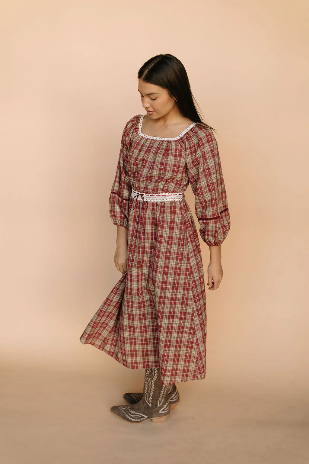 Madison Plaid Midi in Red - Image 4