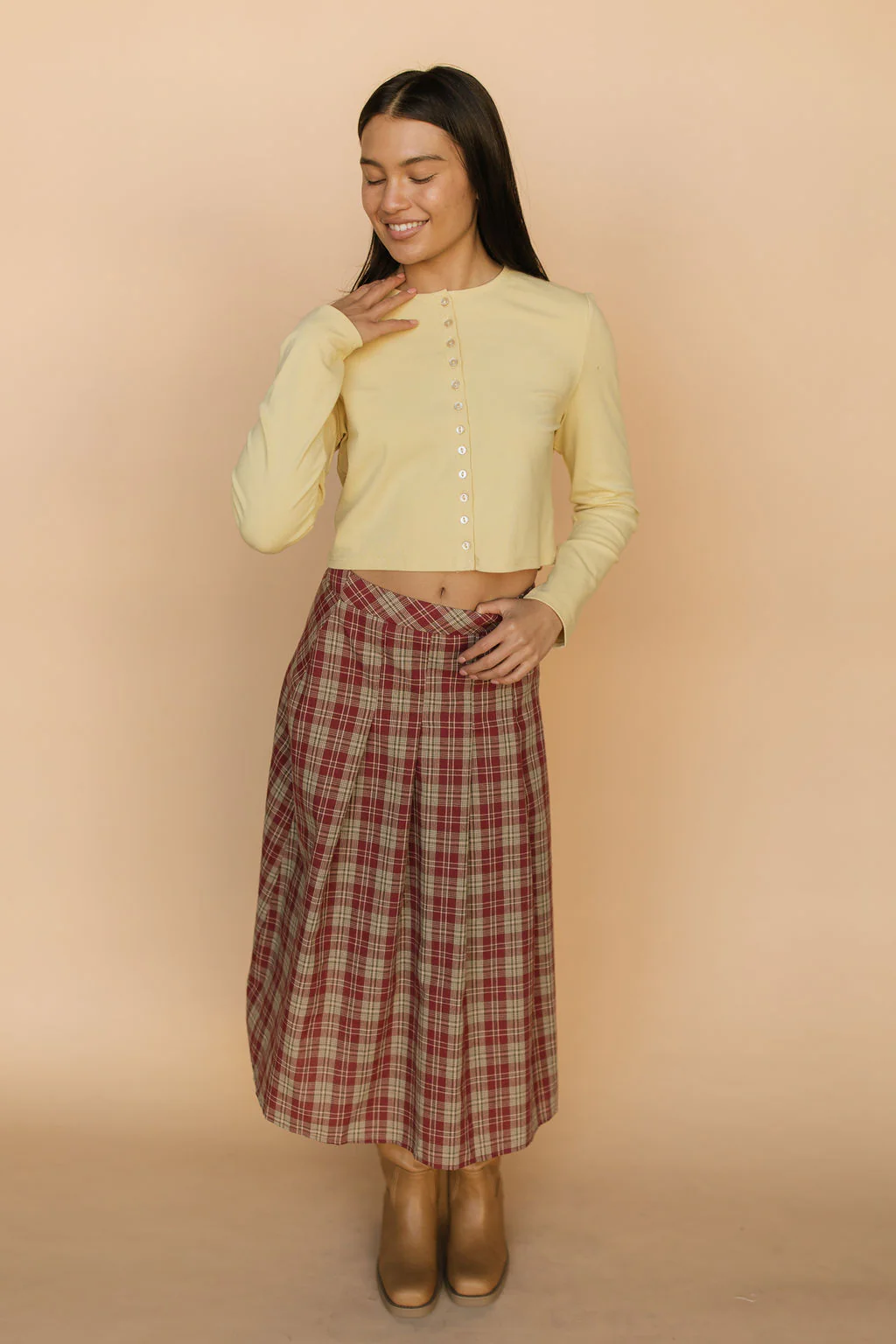 FINAL SALE - Madison Plaid Skirt in Red - Image 2
