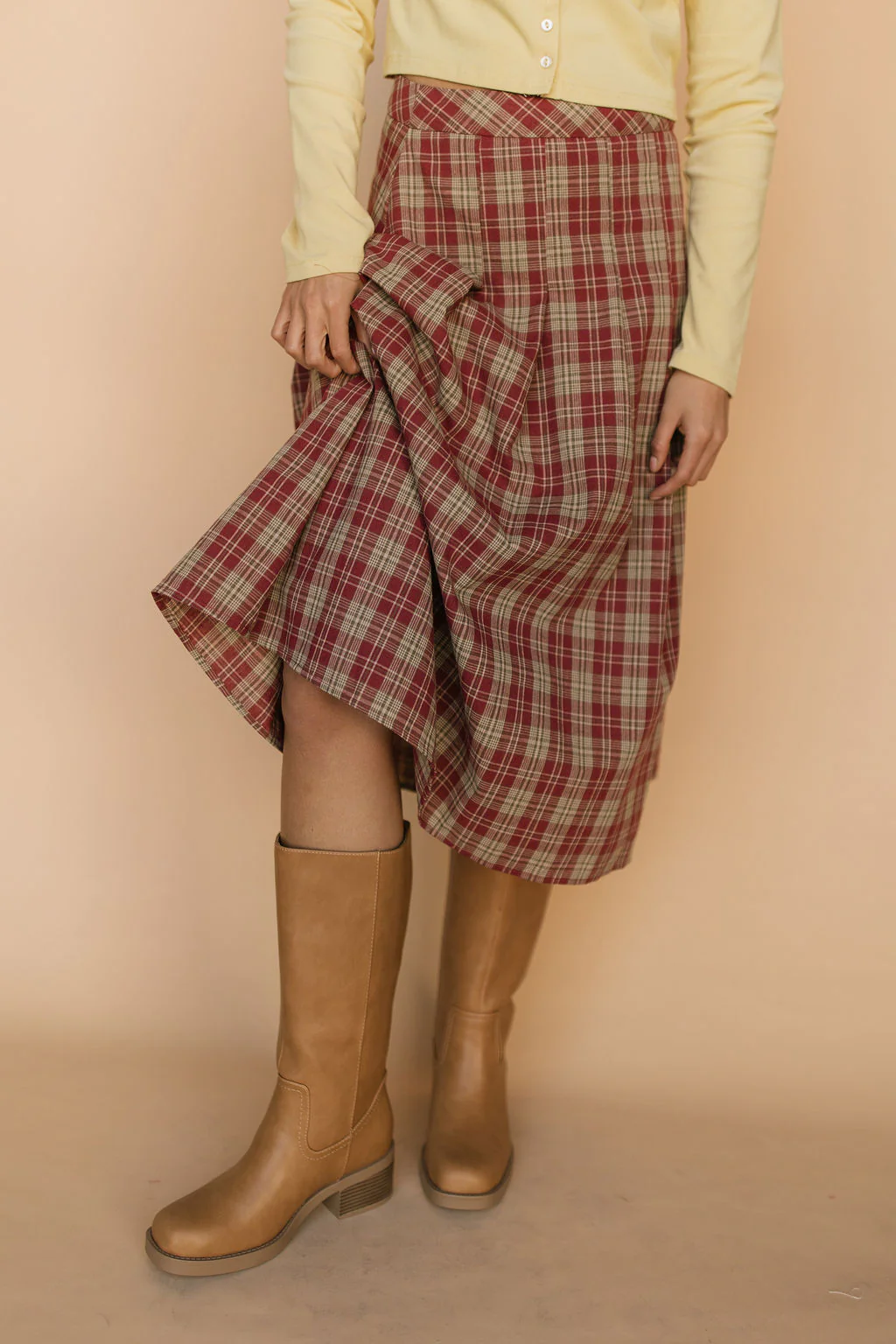 FINAL SALE - Madison Plaid Skirt in Red - Image 3