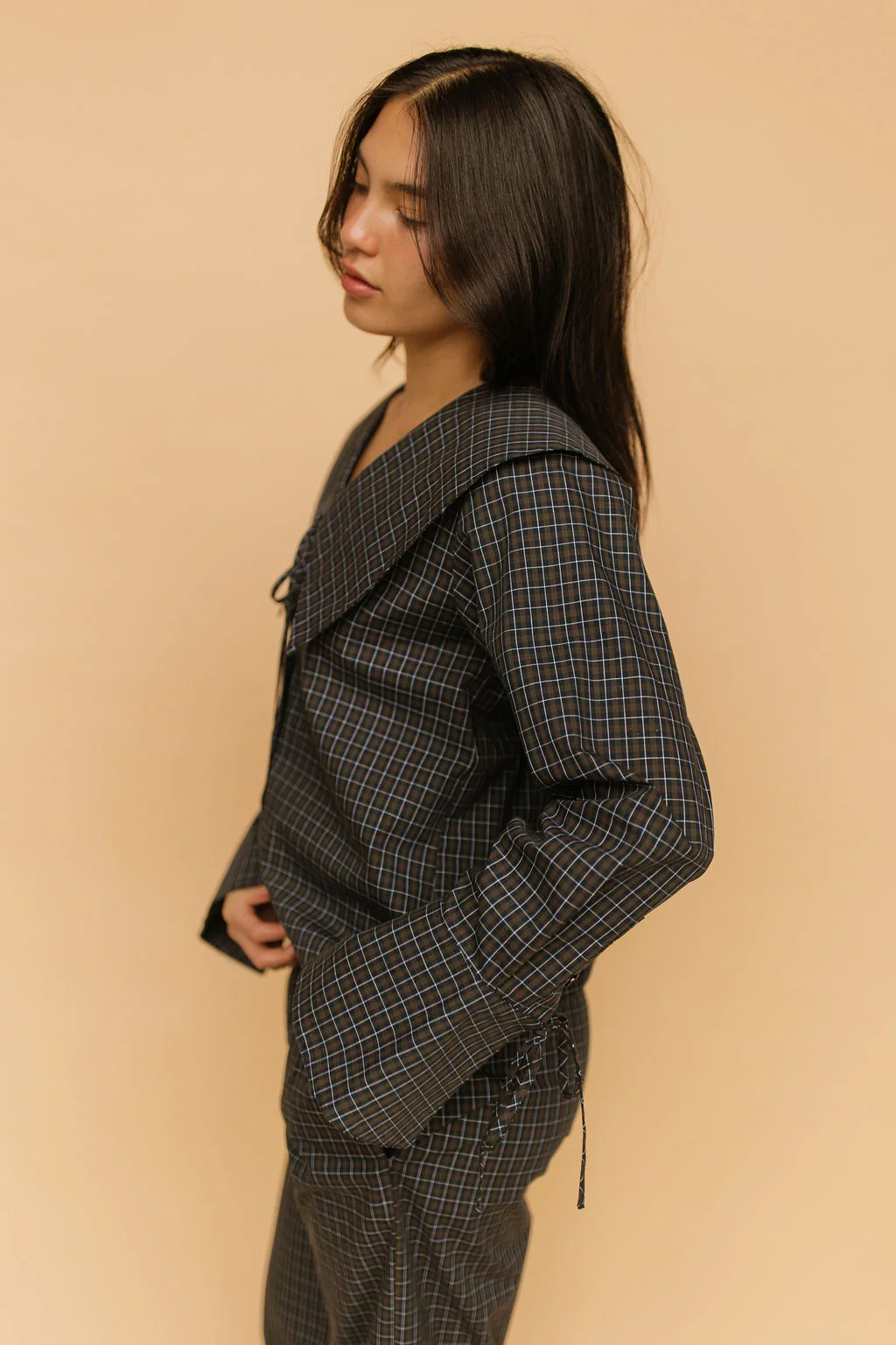 Mara Checkered Top in Midnight - Image 4