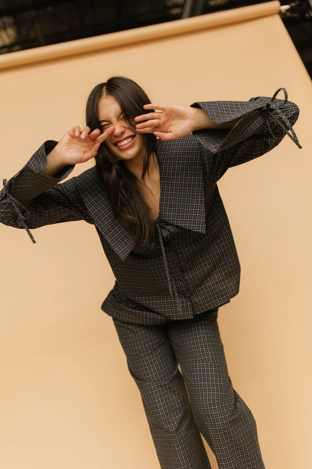 Mara Checkered Top in Midnight - Image 7
