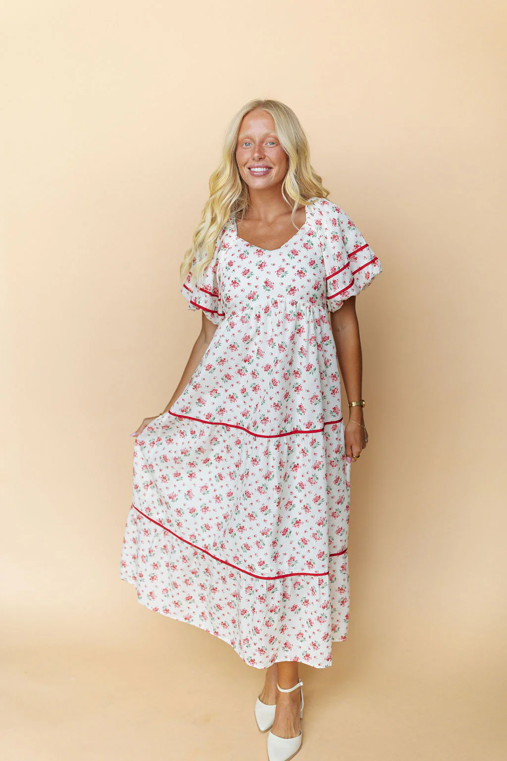 Margaret Floral Dress in Red - Image 3