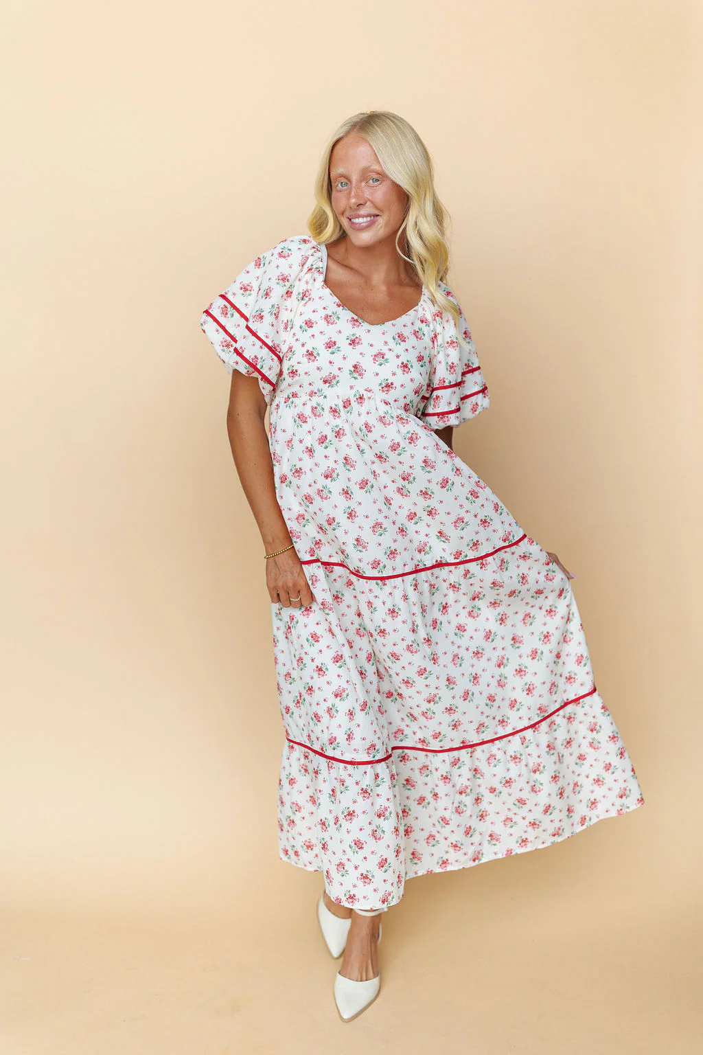 Margaret Floral Dress in Red - Image 5