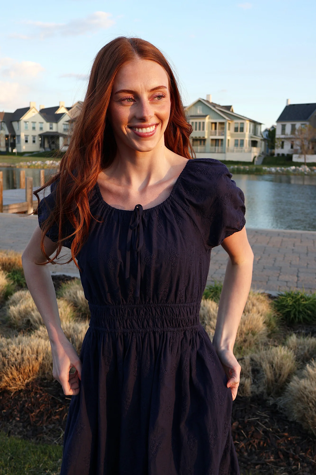 Nellie Embroidered Midi in Navy - Image 5