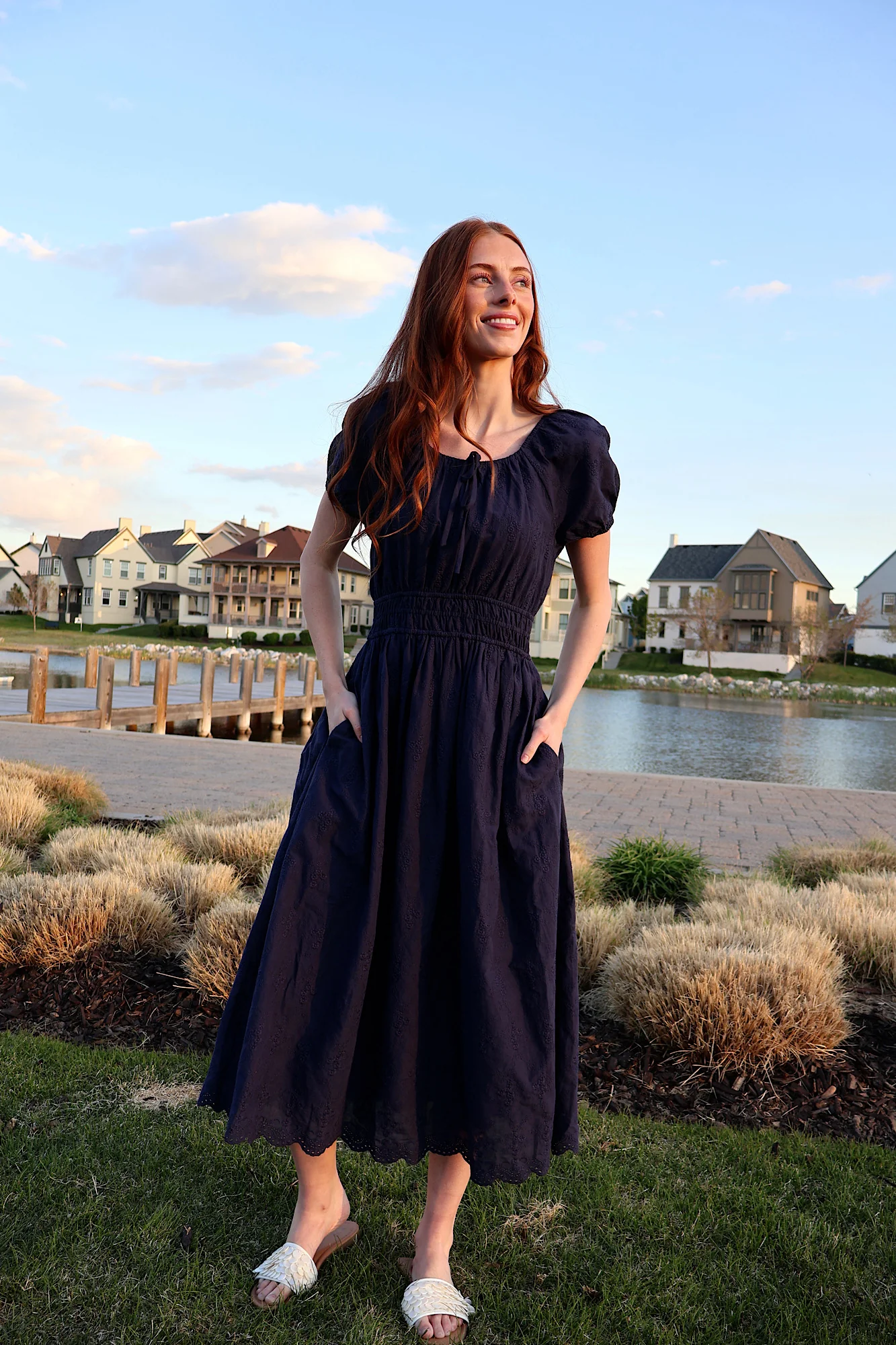 Nellie Embroidered Midi in Navy - Image 8