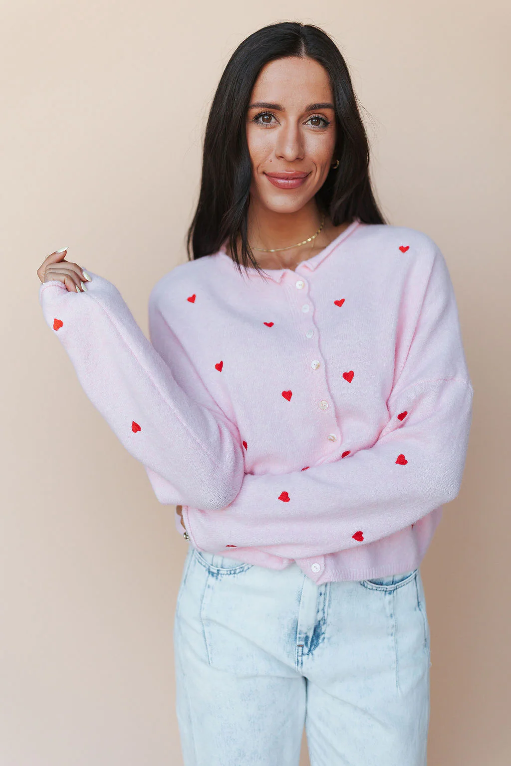 FINAL SALE - Piper Embroidered Cardigan in Pink - Image 3