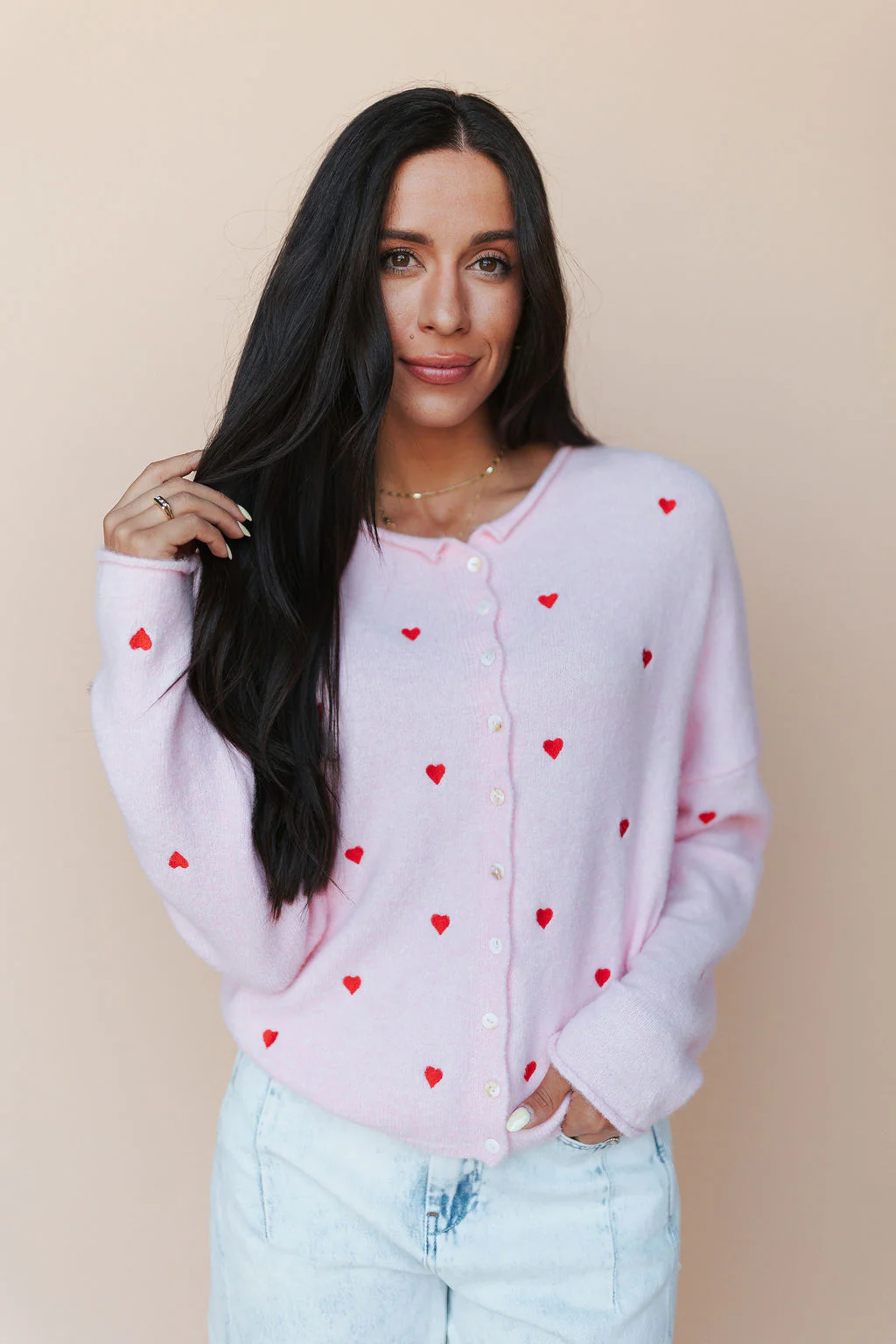 FINAL SALE - Piper Embroidered Cardigan in Pink - Image 4