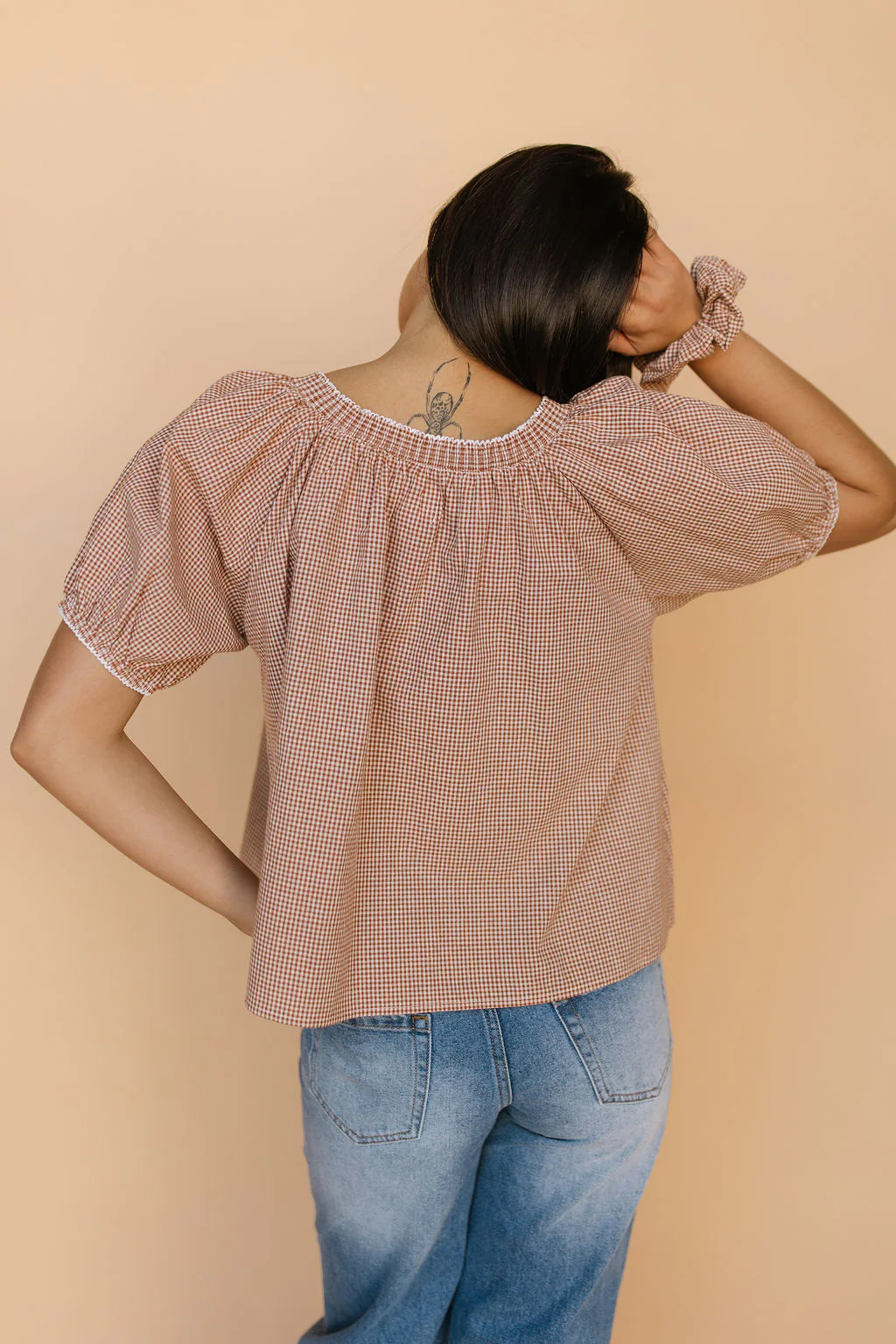 Quincy Gingham Top in Brown - Image 5