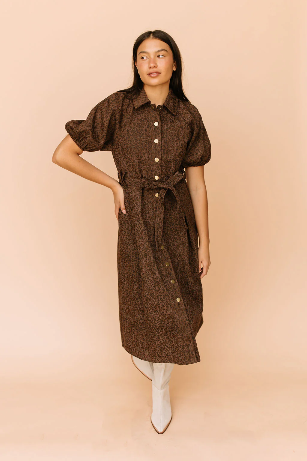 Roxana Leopard Denim Dress