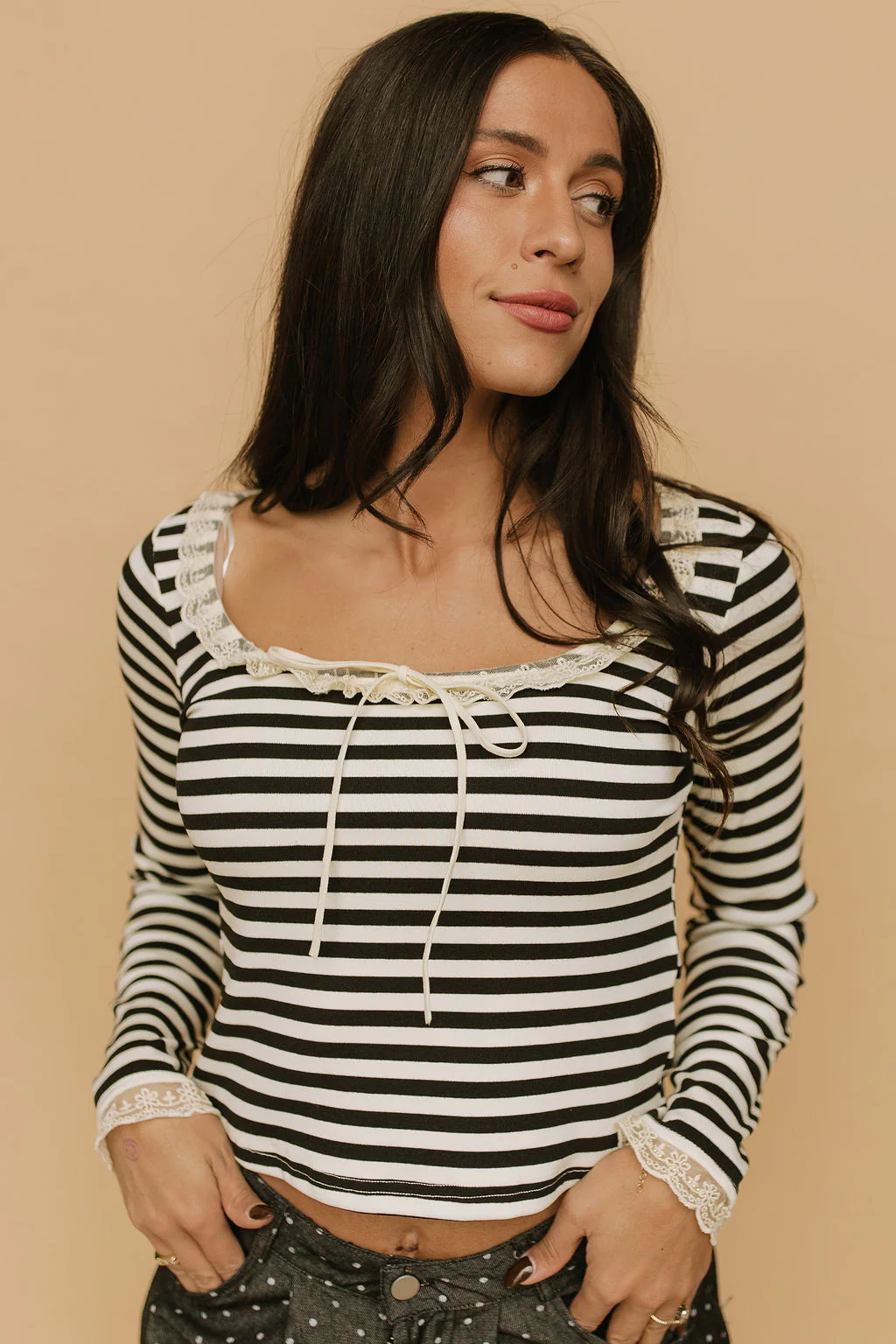 FINAL SALE - Sailor Stripe Long Sleeve in Black - Image 3