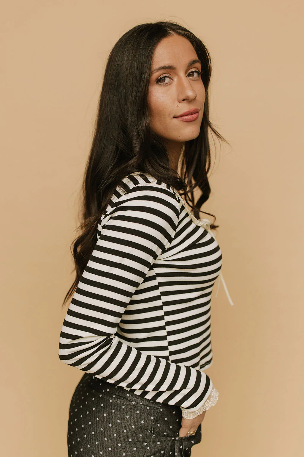 FINAL SALE - Sailor Stripe Long Sleeve in Black - Image 4