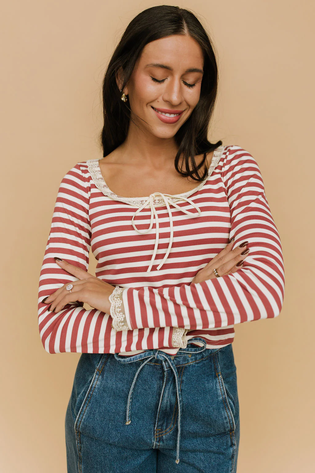 FINAL SALE - Sailor Stripe Long Sleeve in Red - Image 7