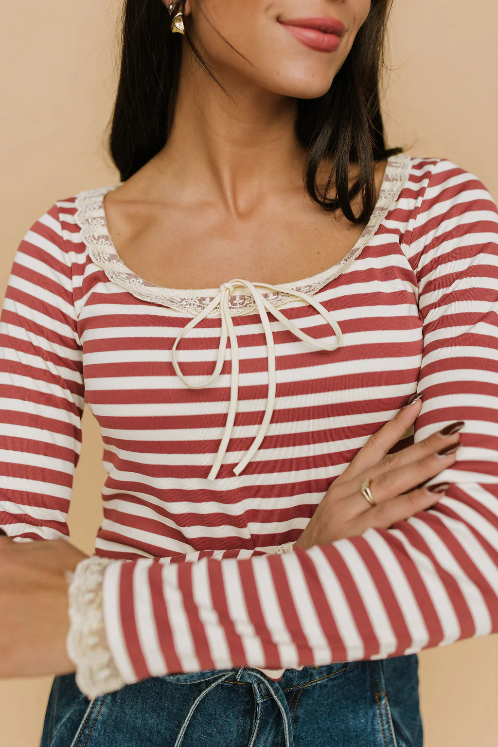 FINAL SALE - Sailor Stripe Long Sleeve in Red - Image 8