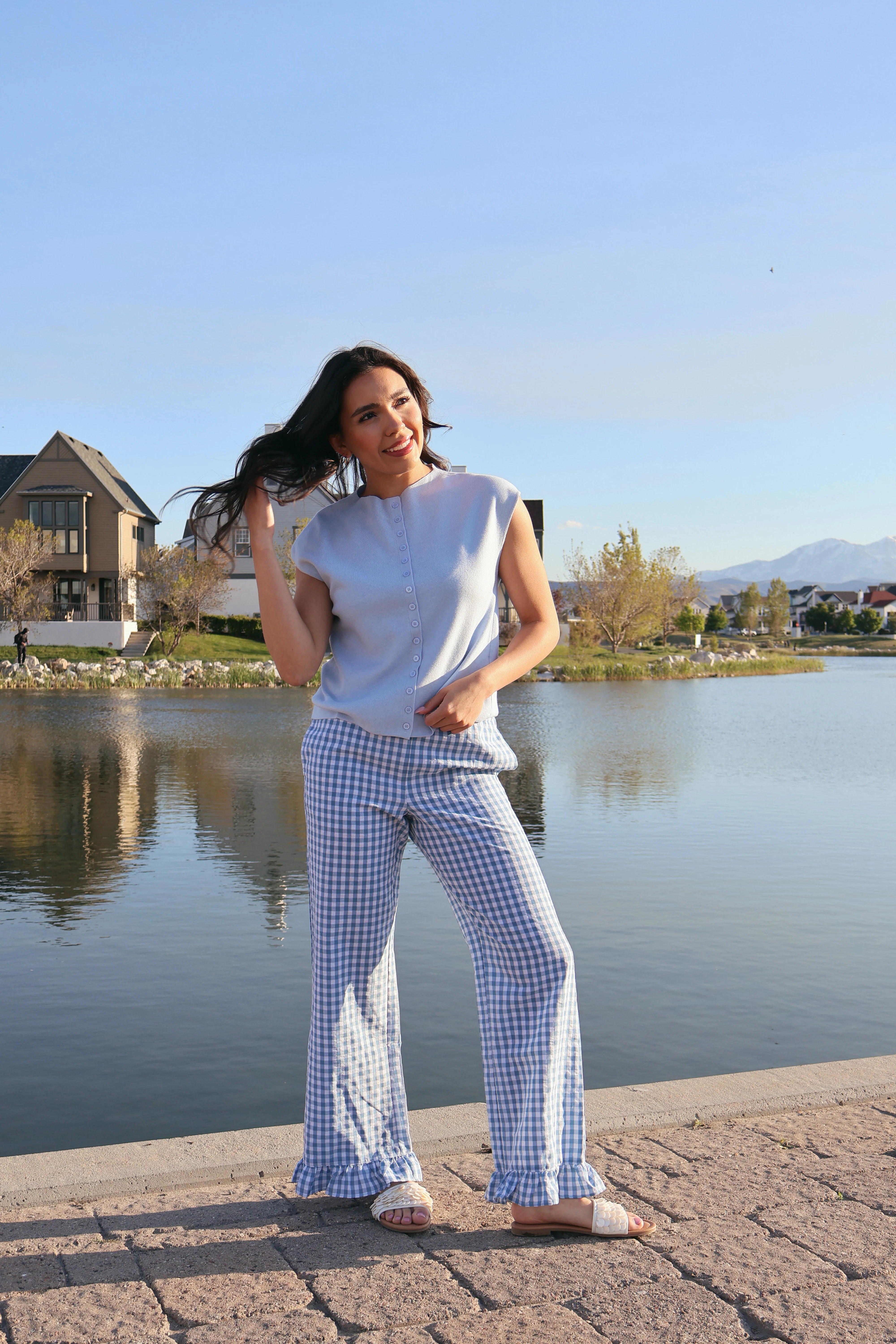 Saltwater Gingham Ruffle Pants - Image 4