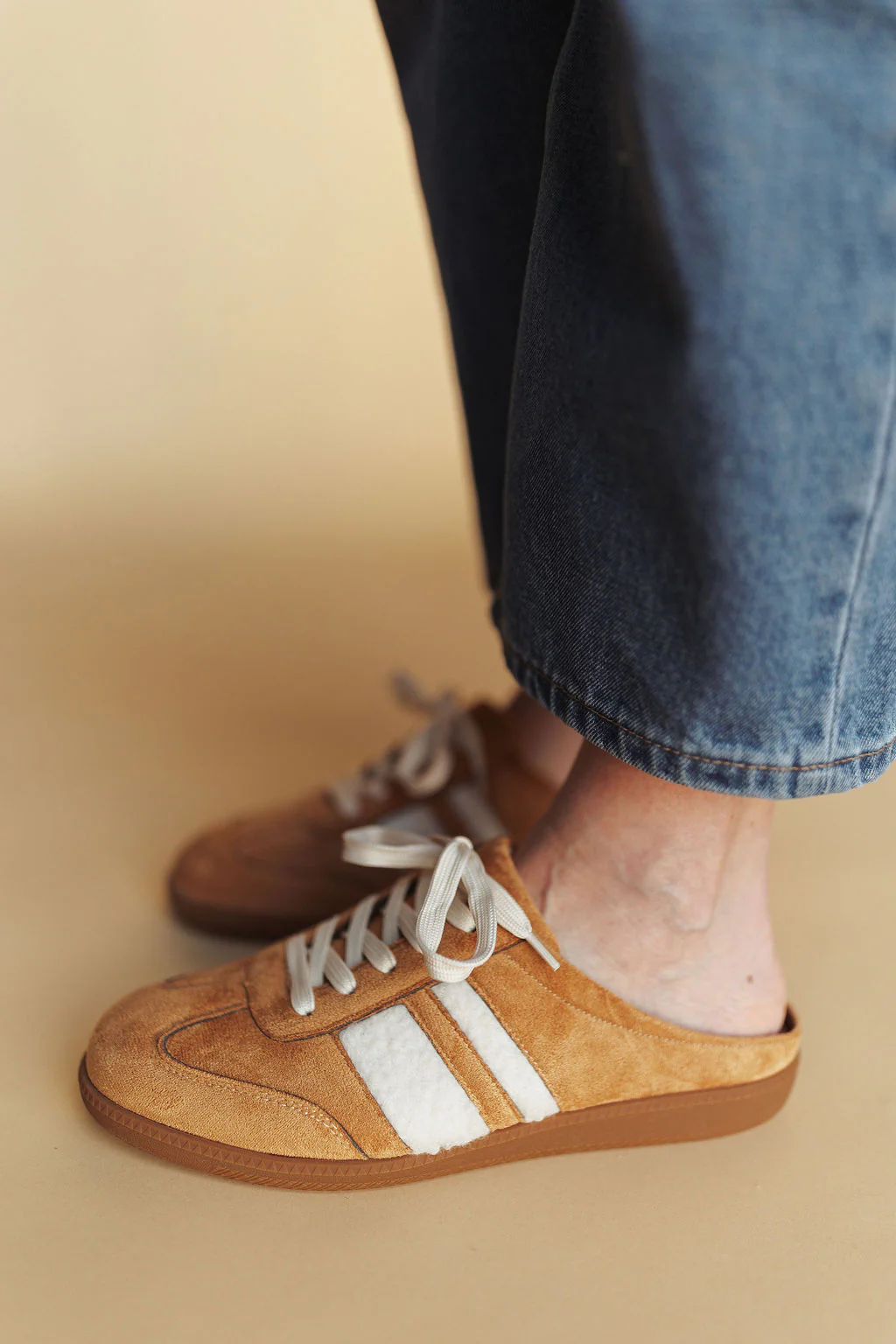FINAL SALE - Sandra Mule Sneakers in Camel - Image 3