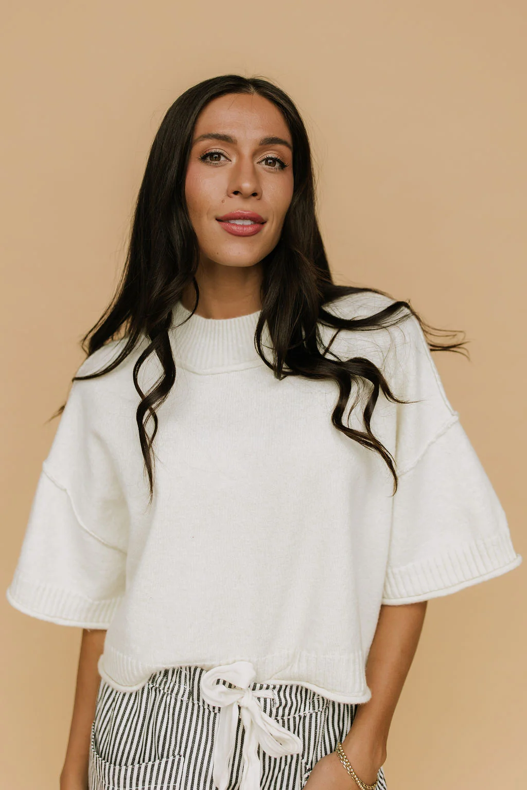 Shari Cropped Sweater in Ivory