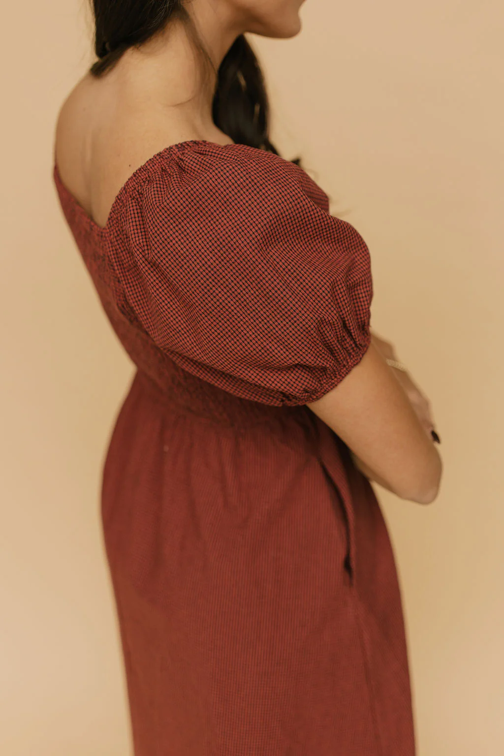 Shelby Gingham Midi in Brick - Image 6