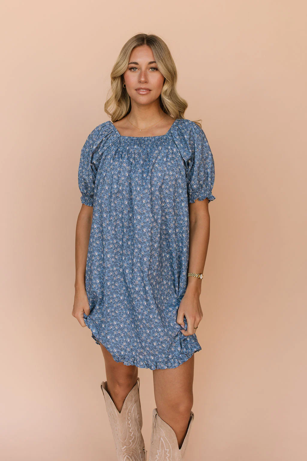 Skye Floral Dress in Blue - Image 2