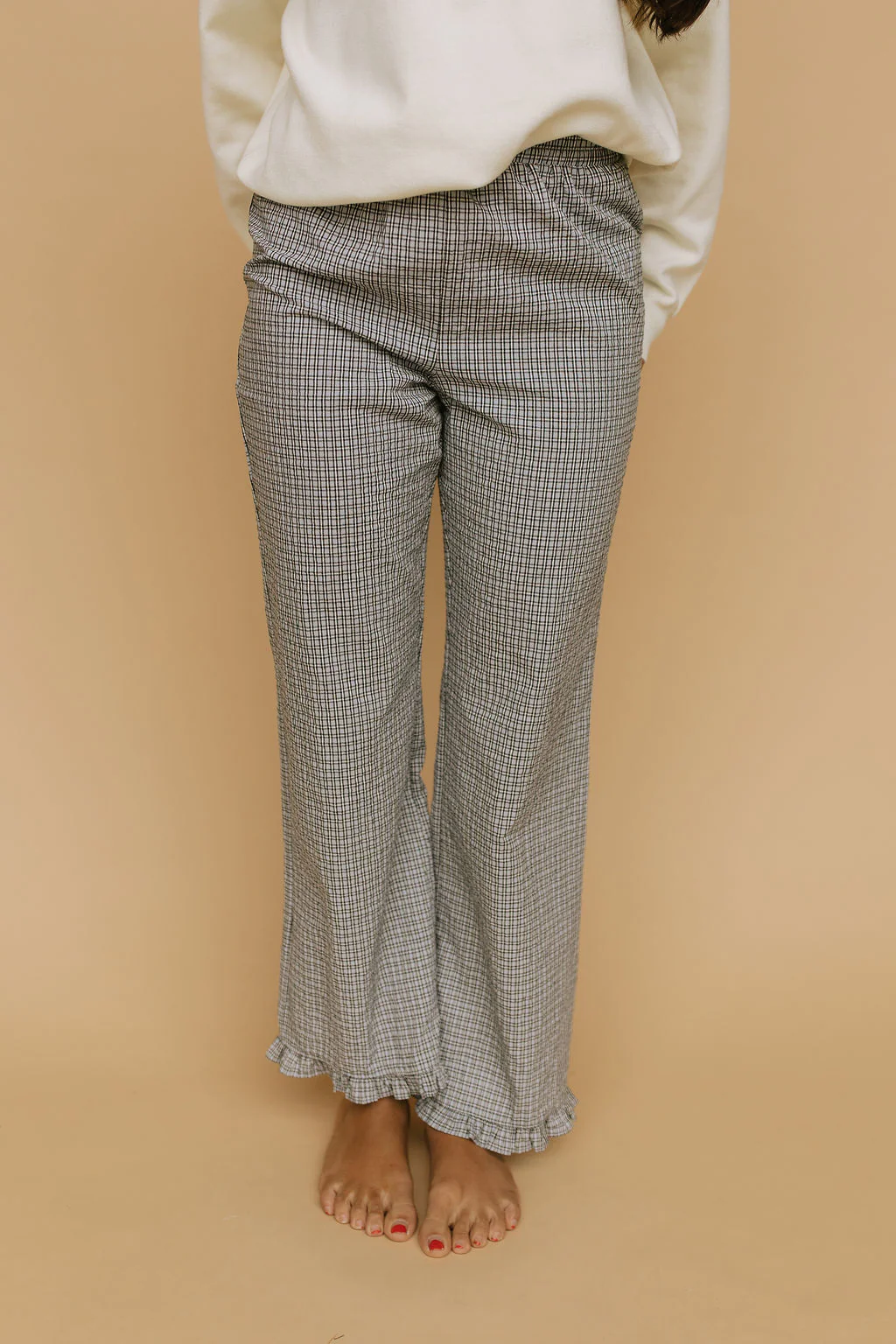 Sophie Plaid Ruffle Pants in Blue