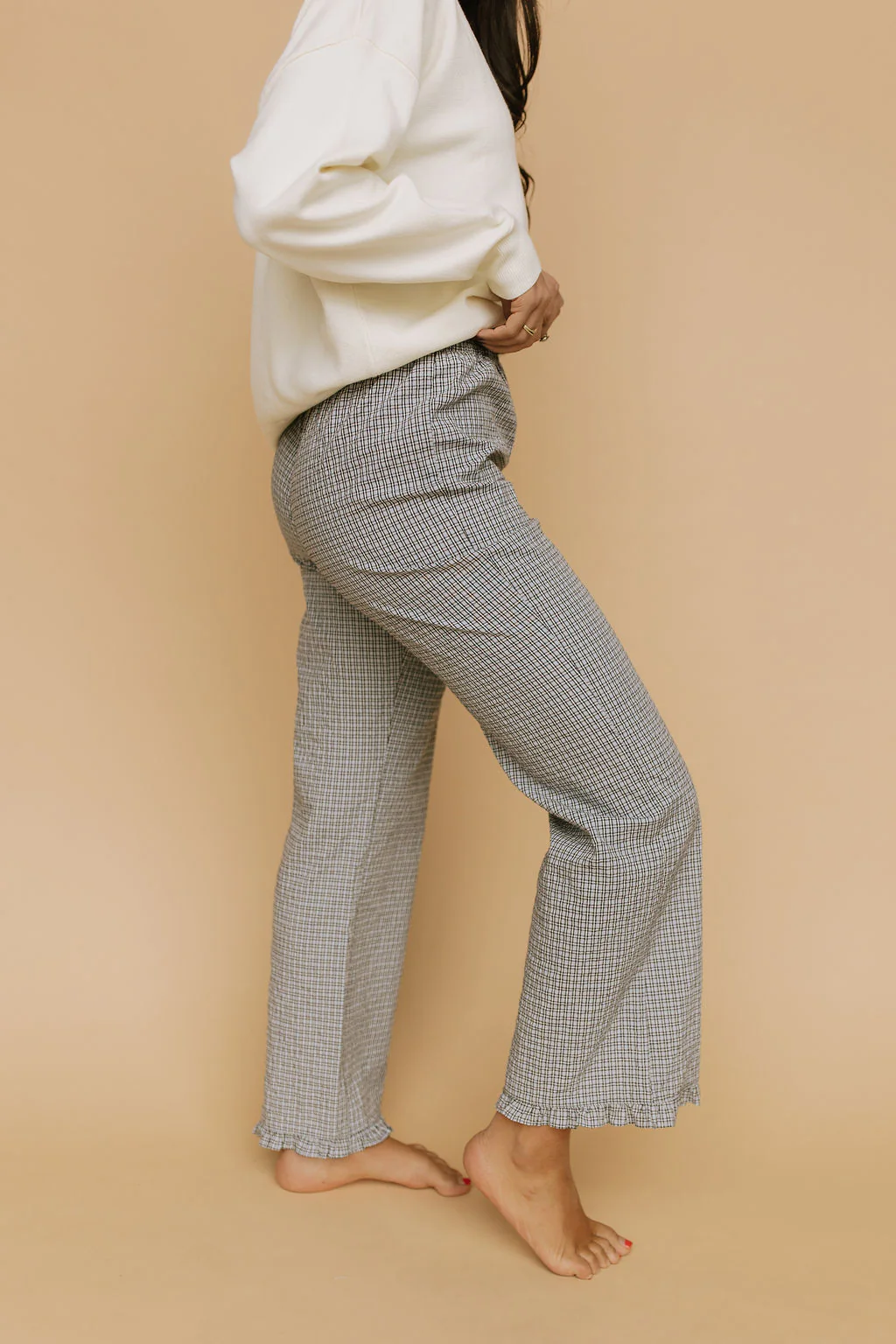 Sophie Plaid Ruffle Pants in Blue - Image 2