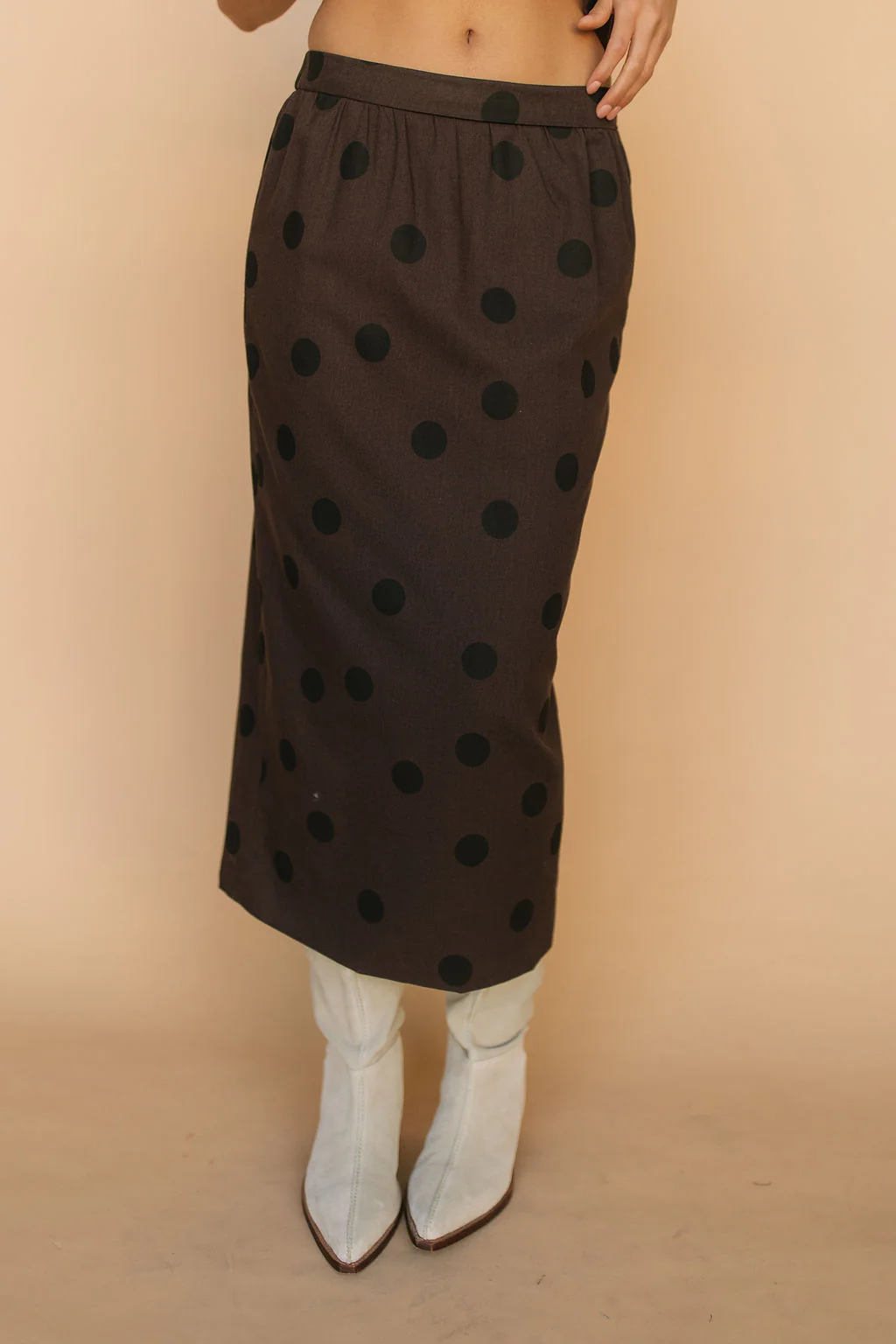 FINAL SALE - Stella Chocolate Polka Dot Pencil Skirt
