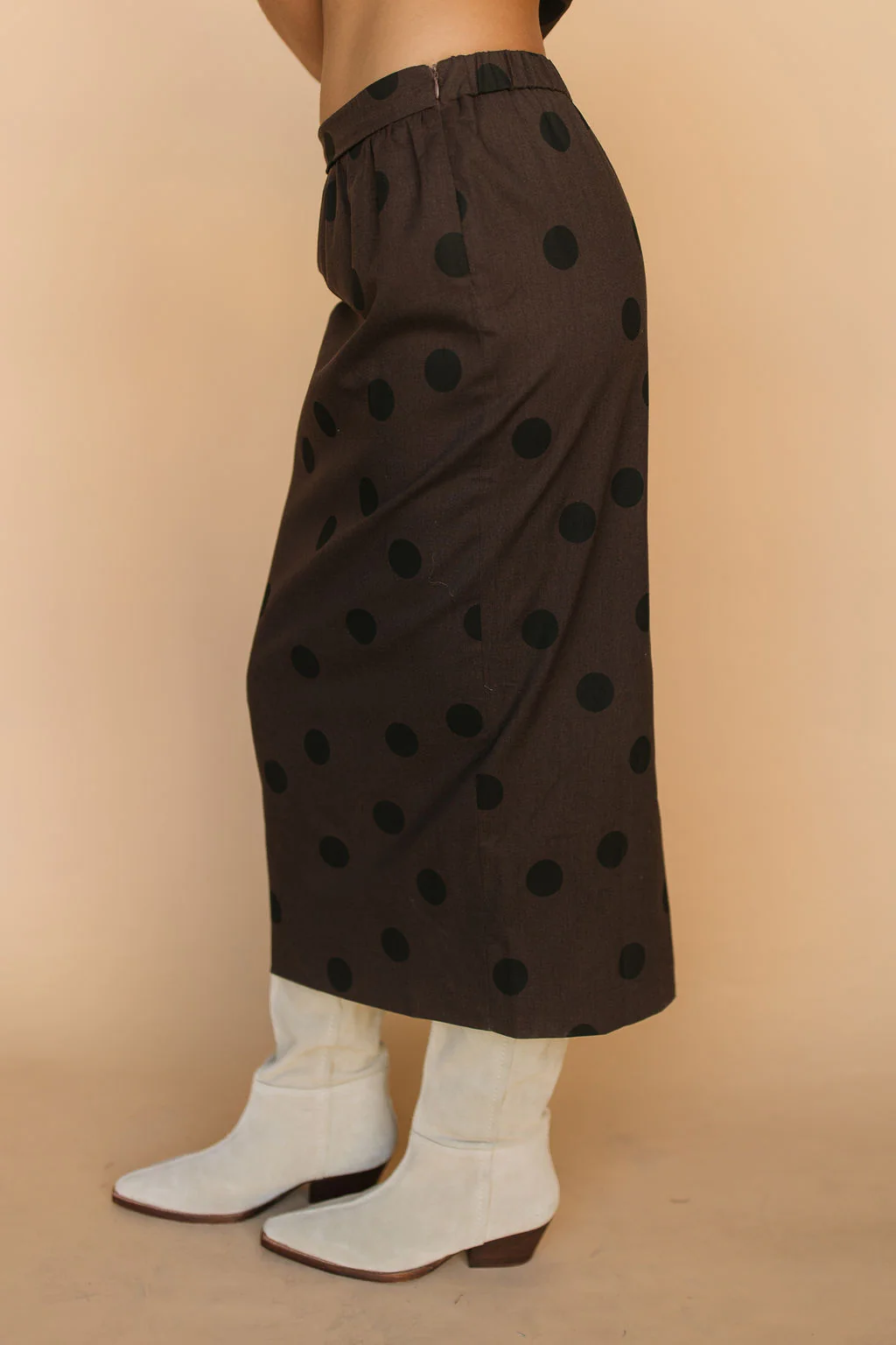 FINAL SALE - Stella Chocolate Polka Dot Pencil Skirt - Image 4