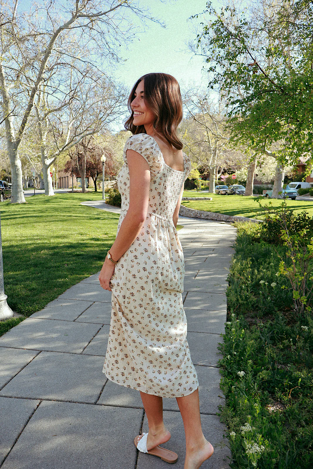 Sweet Dreams Floral Dress in Oatmeal - Image 6