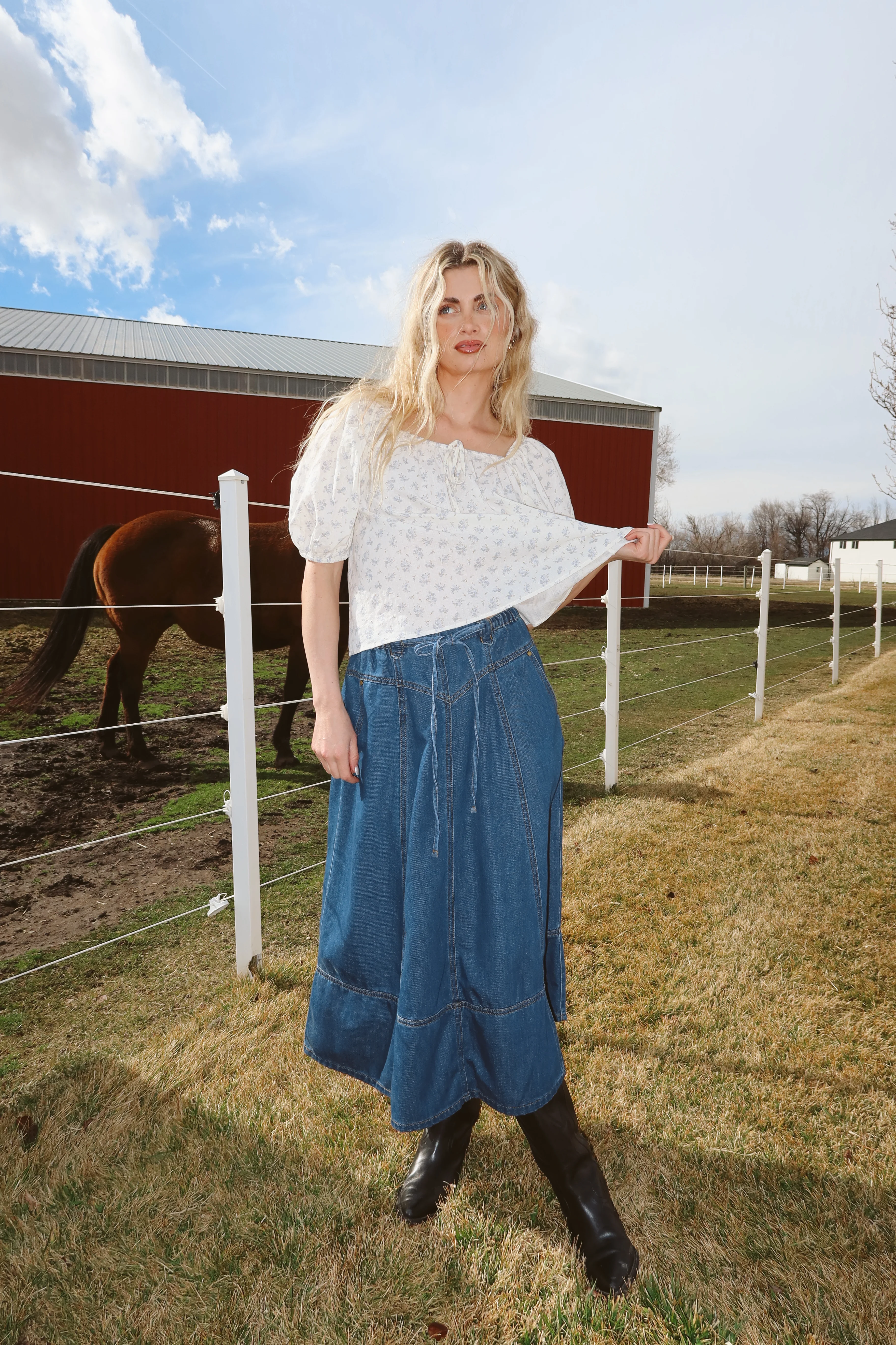 Tulsa Denim Skirt in Medium Wash