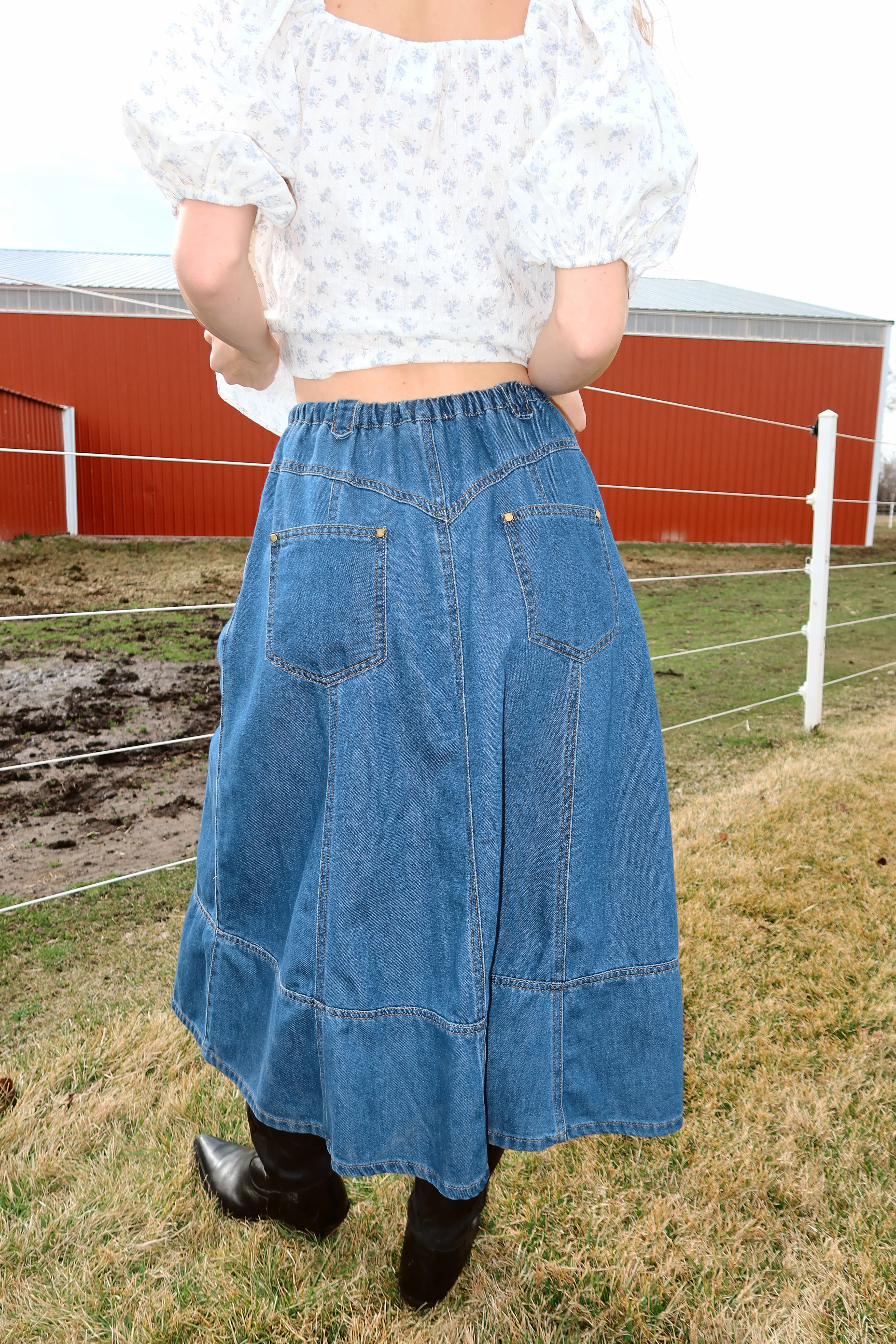 Tulsa Denim Skirt in Medium Wash - Image 4