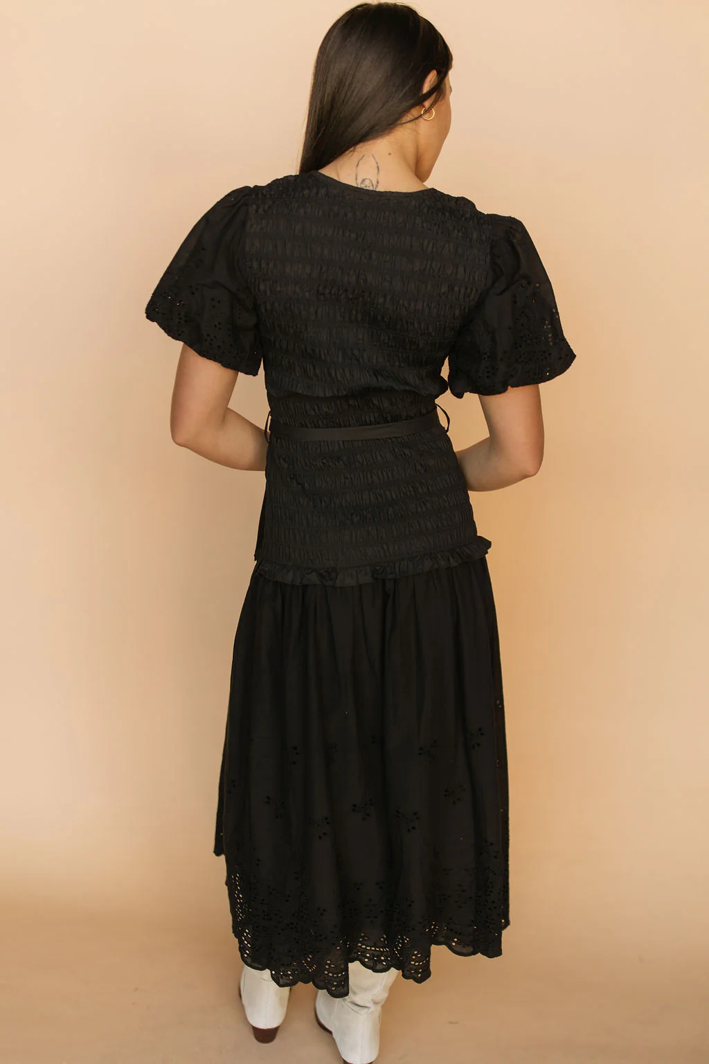 FINAL SALE - Veronica Eyelet Lace Maxi in Black - Image 3