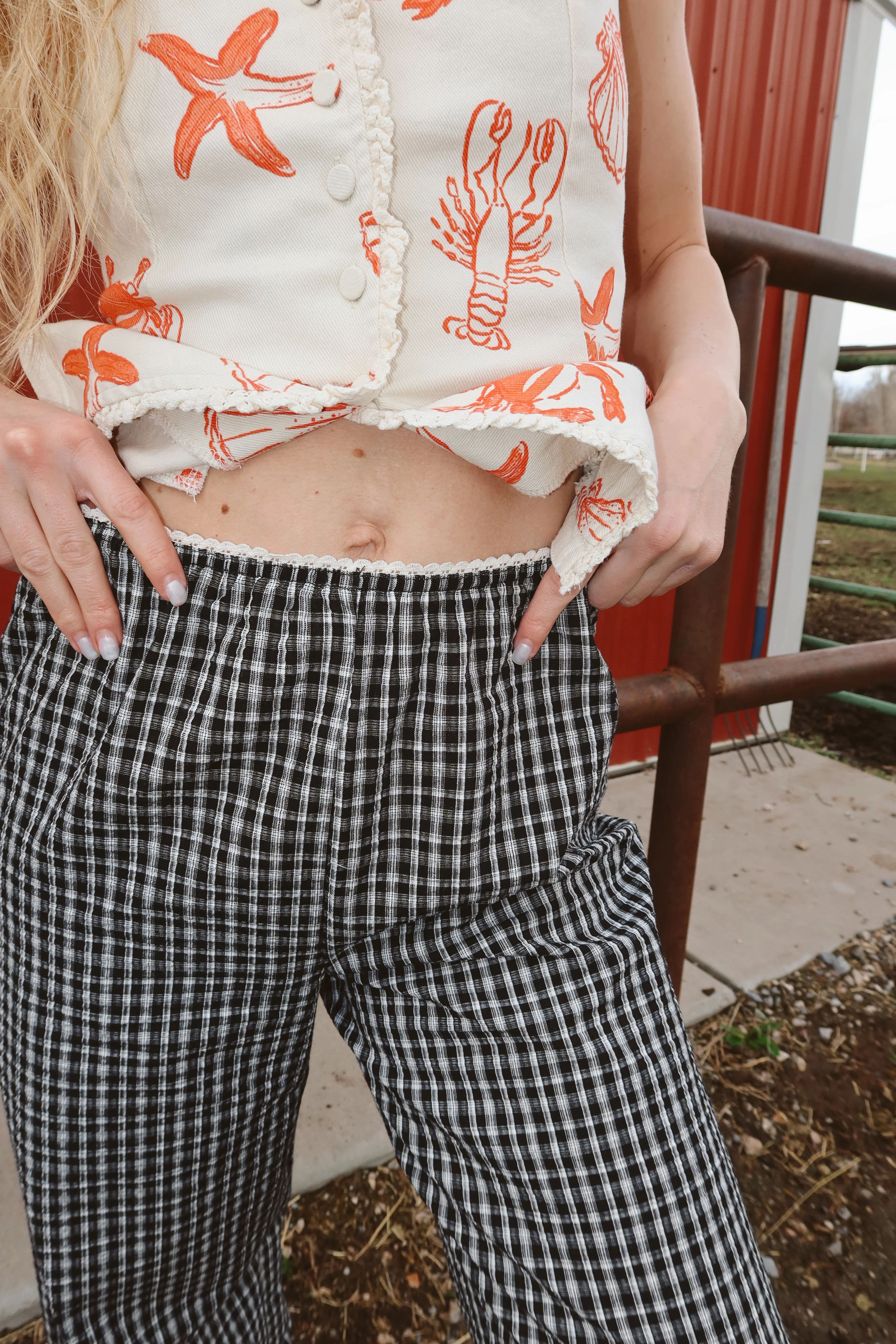 FINAL SALE - Waco Seersucker Checkered Pants in Black - Image 3