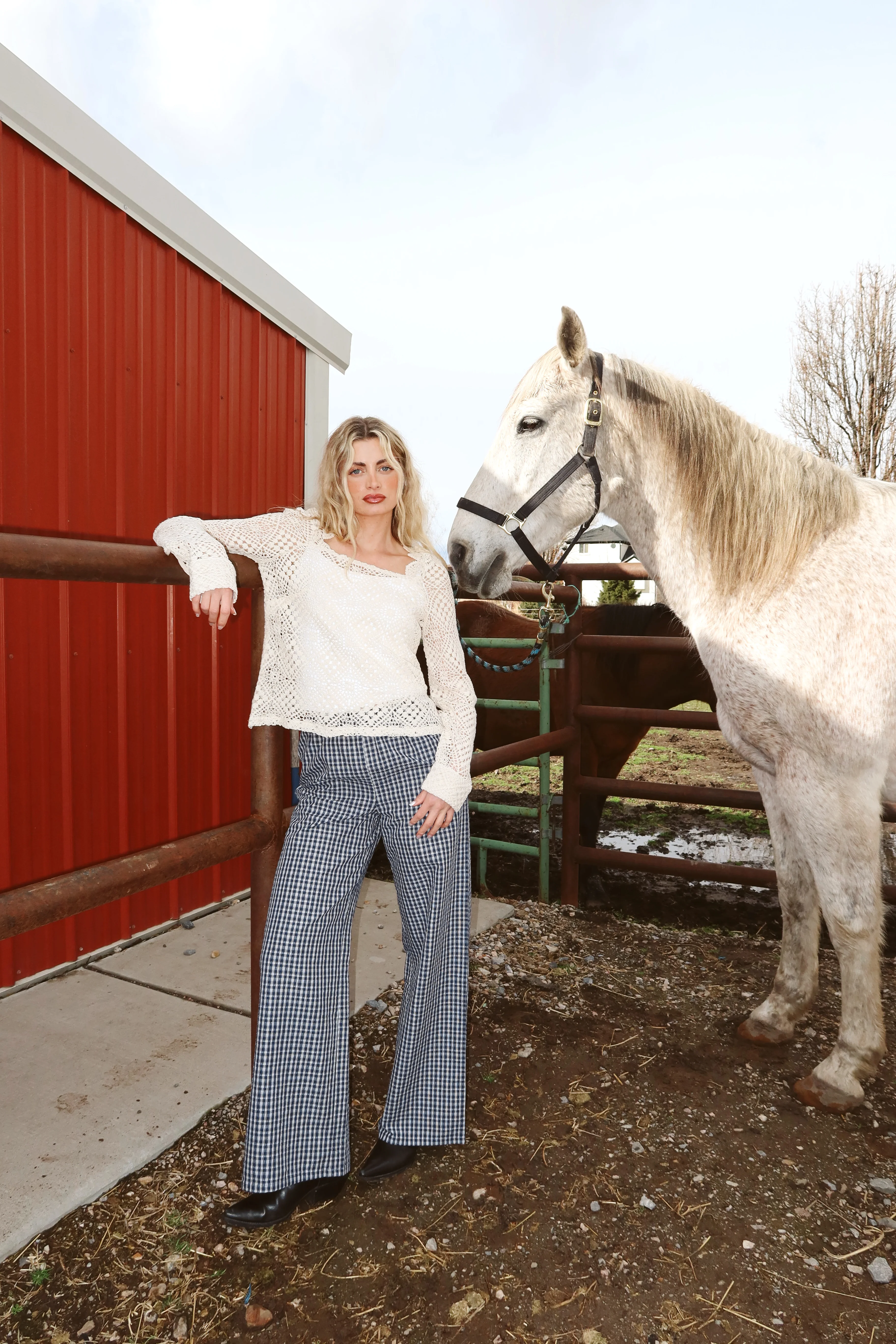 Waco Seersucker Checkered Pants in Navy - Image 6