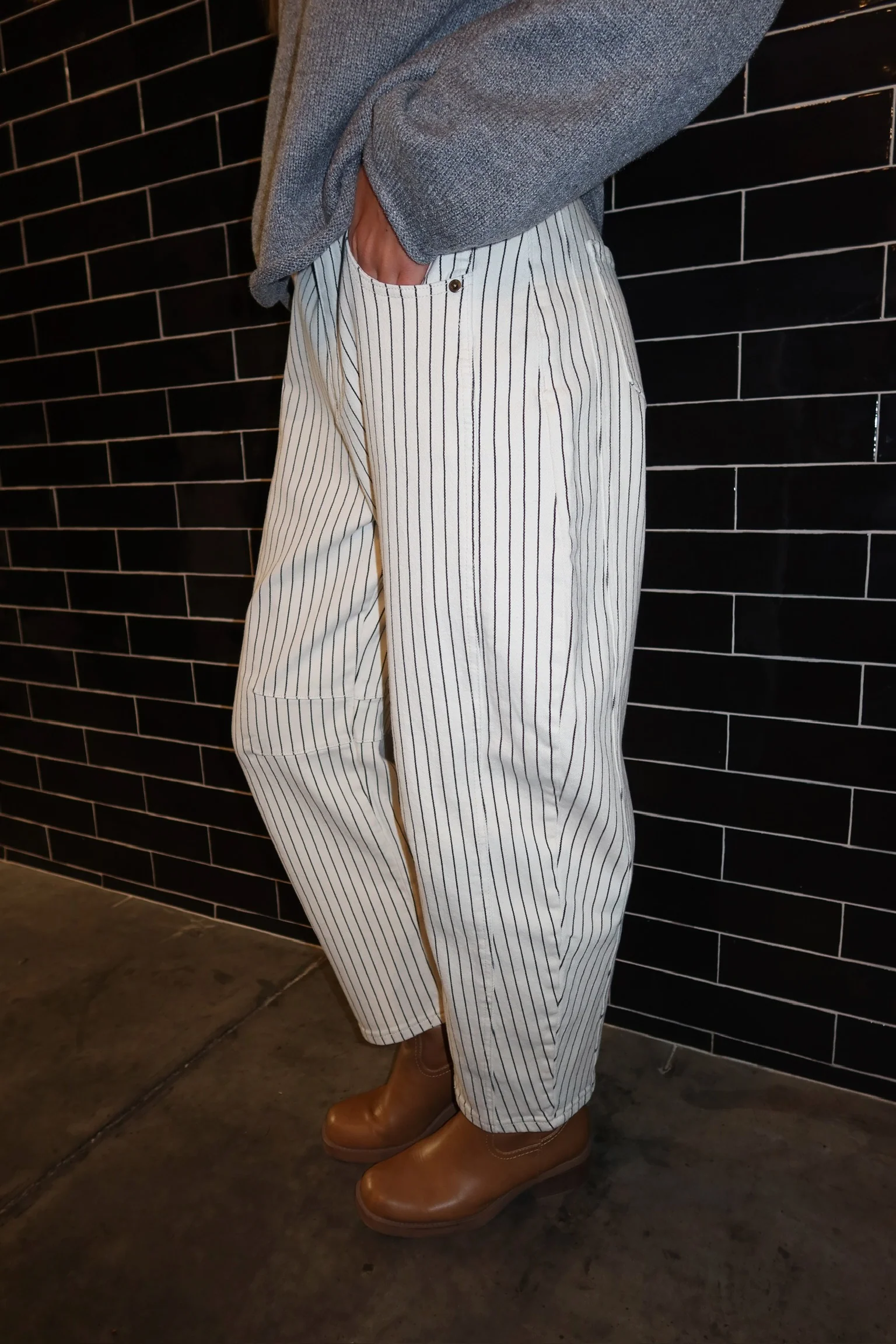 Wren Pinstripe Barrel Jeans - Image 4
