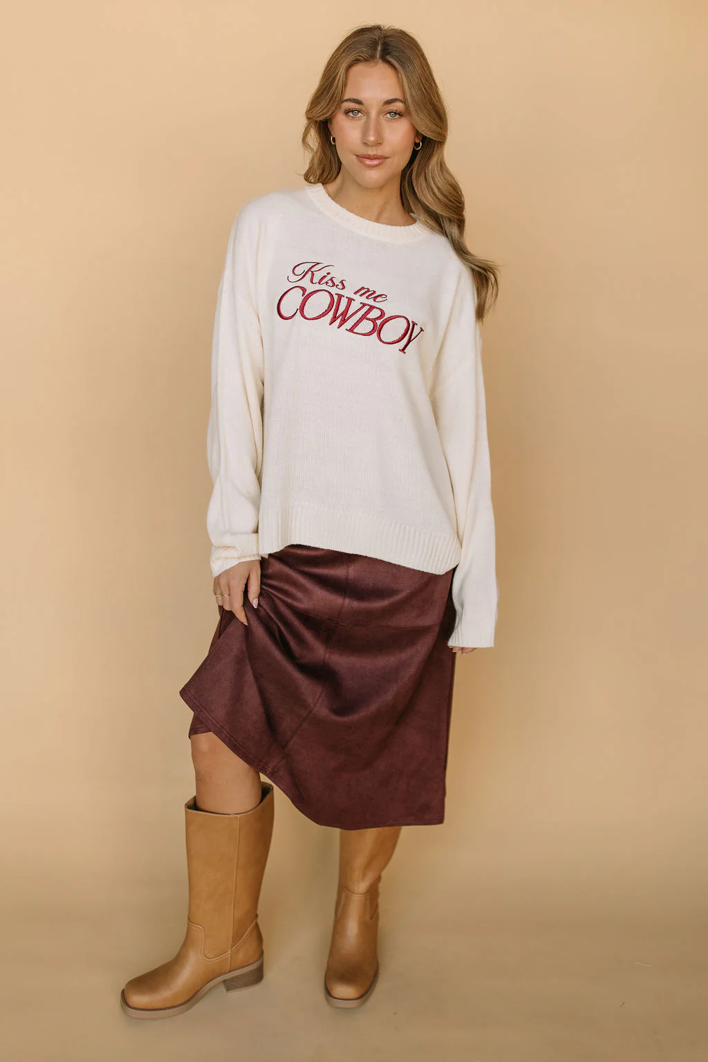 FINAL SALE - Zella Suede A-Line Skirt in Chocolate - Image 5